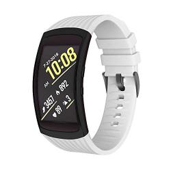 NotoCity Compatible Samsung Gear Fit2 Pro Band Solft Silicone Gear Fit2 Watch Strap for Samsung Gear Fit2 Pro Smartwatch Bans (White, Large)