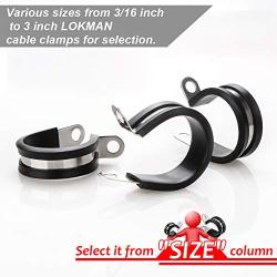 Cable Clamp, Lokman 12 Pack 1.25 Inch Stainless Steel Cable Clamp, Pipe Clamp, Metal Clamp, Rubber Cushioned