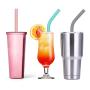 YIHONG Set of 8 Big Silicone Drinking Straws,Reusable Straws for 20 oz and 30oz Tumblers,Eco-friendly Straws for Milkshake Smoothies- 8mm Diameter- 9.8 Inch Long- 4 Straight+4 Bent+2 Brushes+1 Pouch