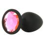 Doc Johnson Booty Bling - Spade Shaped Silicone Anal Plug with Jeweled Base - 3&quot Long and 1.2&quot Wide - Small - Pink Jewel