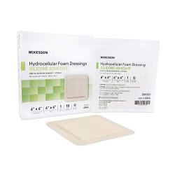 McKesson Hydrocellular Foam Dressing Silicone Adhesive Border 6" X 6" (4" X 4" Pad)