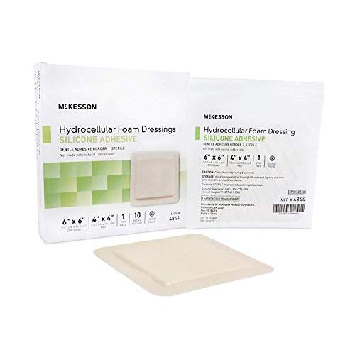 McKesson - Silicone Foam Dressing McKesson 6 X 6 Inch Square Adhesive with Border Sterile - 10/Box - McK