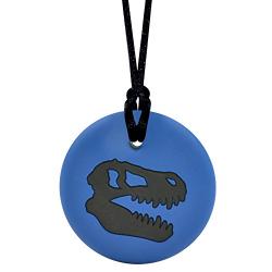 Munchables Dinosaur Skull - Sensory Chew Necklace for Boys (Navy/Black)