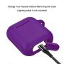 Airpods Case, Music tracker Protective Thicken Airpods Cover Soft Silicone Chargeable Headphone Case with Anti-Lost Carabiner for Apple Airpods 1&2 Charging Case (Purple)