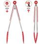 Silicone Kitchen Cooking Tongs, Barbecue Tongs Set of 2 304 Stainless Steel and Food Grade Silicone 9,12 Inch, Heavy Duty Salad and Grill Serving Tongs, for Salads, Barbecues, Buffets