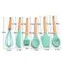 JYHYGS Kitchenware Set, Wooden Handle Silicone Kitchenware, Non-Stick Pan, Heat-Resistant Cooking Shovel Spoon, 8-Piece Set, Green