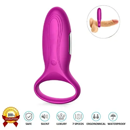 Tutent Silicone Vibrating Cock Ring-Waterproof Rechargeable Penis Ring Vibrator - Sex Toy for Male or Couples