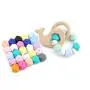 baby love home 50pcs 17mm 25colors DIY Silicone Beads for Teether Mix Color Hexagon DIY Necklace/Bracelet Baby Teething Beads