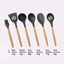 Gwjs Silicone Wooden Handle Kitchen Utensils, Non-stick Spatula Silicone Spatula Set Silicone Kitchenware Cooking Utensils-eight Piece Set 32.2cm(12.7inch)