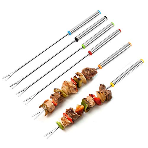 Buedvo Kabob Skewers, Stainless Steel BBQ Skewers Set, Reusable BBQ Sticks, Metal Grilling Skewers for Shish Vegetables and More