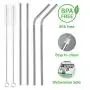 YIHONG Set of 8 Reusable Stainless Steel Metal Straws- Ultra Long 10.5 Inch- Regular Size 6 mm Wide - 30oz Tumblers Compatible - 4 Straight+ 4 Bent+ 2 Brushes+ 1 Pouch