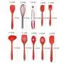 Silicone kitchenware set,MOLLG Hygienic Solid Coating,Heat Resistant Baking Spoonula,Brush,Whisk,Spatula,Ladle,Spoon,Tongs etc.10 Piece Cooking Set (Red)