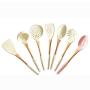 Hjyi Kitchen Cooking Silicone sleeve anti-skid wooden handle high temperature non-deformation large kitchenware silicone kitchenware set (set of 7 pieces)