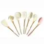 Hjyi Kitchen Cooking Silicone sleeve anti-skid wooden handle high temperature non-deformation large kitchenware silicone kitchenware set (set of 7 pieces)