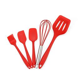 JunbosiKitchenware Baking Kitchenware Silicone Kitchenware Set High Temperature Scraper Brush Silicone Shovel,Red