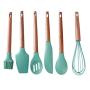 Wooden Handle Food Grade Silicone Kitchenware 6 Pcs Set Small Fresh Japanese Style Household Kitchen Cooking Accessories