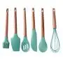 Wooden Handle Food Grade Silicone Kitchenware 6 Pcs Set Small Fresh Japanese Style Household Kitchen Cooking Accessories