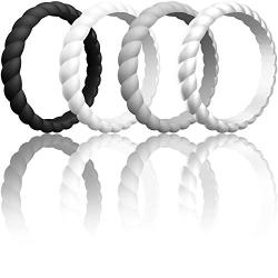 ThunderFit Womens Thin Swivel Rings, 10 Rings / 8 Rings / 4 Rings / 1 Ring - Stackable Silicone Wedding Rings - 2.5mm Wide - 2mm Thick