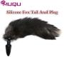 Unisex 4.7x1.4" Fox Tail Anal Plug Soft Silicone Anus Pleasure Bead Butt Plug Stimulator Adult Games Funny Toys