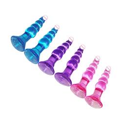 Winzfred 10.5x2.5cm Medical Silicone An?l Dilator Dilo Beads Plugs Strong Suction Cup 5 Balls Stīmulator Six Toys for Women Men