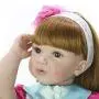 KEIUMI 24 Inch Newborn Girl Realistic Reborn Baby Doll Cloth Body 60 cm with Long Hair Toddler Birthday Gifts (Blue)