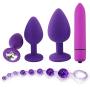 Mayli 5Pcs/Set Beginner Anales Trainer Kits Silicone Beginner Starter Set Toys with T-bar Base, 10-Speeds Vibrant Toy for Women
