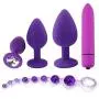 Mayli 5Pcs/Set Beginner Anales Trainer Kits Silicone Beginner Starter Set Toys with T-bar Base, 10-Speeds Vibrant Toy for Women