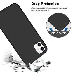 Anuck iPhone 11 Case, Anti-Slip Liquid Silicone Gel Rubber Bumper Case with Soft Microfiber Lining Cushion Slim Hard Shell Shockproof Protective Case Cover for Apple iPhone 11 6.1" 2019 - Black