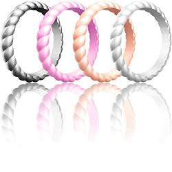 ThunderFit Womens Thin Swivel Rings, 10 Rings / 8 Rings / 4 Rings / 1 Ring - Stackable Silicone Wedding Rings - 2.5mm Wide - 2mm Thick