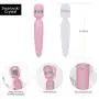 Pure Love Silicone Vibrating Wand and Personal Massager, Pink Color, Rechargeable and Multi-Speed with Swarovski Crystal Button, Quilted Handle, Adult Sex Toy, Body Massager