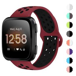 NANW Bands Compatible with Fitbit Versa/Versa 2/Versa Lite Small Large,Soft Silicone Replacement Band for Versa/Versa 2,Air Hole Wristband Strap for Women Men