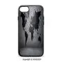 SCOCICI Non-Slip Drop Protection Smart Cell Phone Case Black Colored World Map on Concrete Wall Image Urban Structure Grungy Rough Look Compatible with iPhone 7