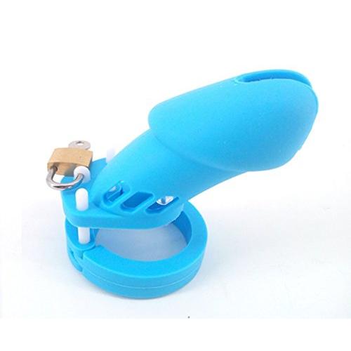 YiFeng Long Silicone Male Chastity Device Belt Restraint Cage Bondage Fetish Gimp Toy (Blue)