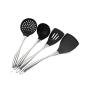 Chef 4 Piece Set Cooking Tool Set Stainless Steel Kitchen Utensils Heat Resistant Silicone Kitchenware Black