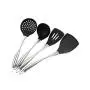 Chef 4 Piece Set Cooking Tool Set Stainless Steel Kitchen Utensils Heat Resistant Silicone Kitchenware Black