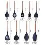 9Pcs Kitchenware Set Wooden Handle Silicone High Temperature Non-Stick Cooking Spoon Shovel Kitchen Silicone Tool Barbecue Cooking