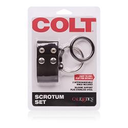 CalExotics Colt Scrotum Set ? Silicone Male Enhancement Ring with Support Band ? Sex Toys for Men ? Black