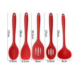 Kitchenware Utensils Set 5 Piece Silicone Heat Resistant Non-Stick Cooking Professional Spoon shovel Tools Red