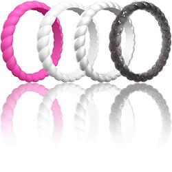 ThunderFit Womens Thin Swivel Rings, 10 Rings / 8 Rings / 4 Rings / 1 Ring - Stackable Silicone Wedding Rings - 2.5mm Wide - 2mm Thick