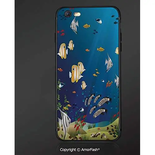 Fashionable iPhone 6S Case with Heavy Duty Protection for iPhone 6S / iPhone 6,Aquarium,Many Different Fishes at The Bottom of The Ocean Deep Water Sealife Cartoon Nature,Multicolor