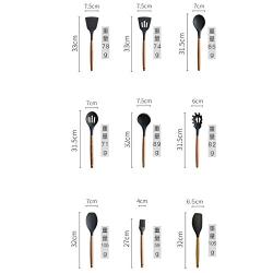 Silicone Wooden Handle Kitchenware Shovel Soup Spoon High Temperature Resistance Cooking Tools