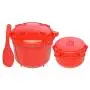 Sistema Microwave Cookware Set with Vented Lids - Large Microwave Steamer Cooker, Side Dish Bowl, Spoon and Recipes (Red Set; BPA Free, 100% Food Safe)