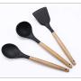 Kitchen Utensil Set，Pevor 11 Pcs Silicone Cooking Utensils with Wood Handles Nonstick Cookware, Non Toxic Turner Tongs Spatula Spoon Set