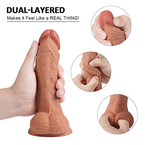 Lfcmf Ultra-Soft Realistic Toy with Suction Cup for Hands-Free Play,7.48 Inch (Double Layer Silicone) Lfcmf