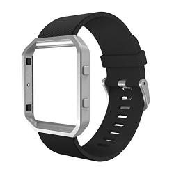 Simpeak for Fitbit Blaze Bands with Frame, Silicone Replacement Band Strap with Frame Case for Fit bit Blaze Smart Fitness Watch, Small/Large