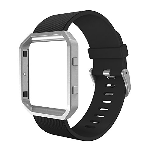 Simpeak for Fitbit Blaze Bands with Frame, Silicone Replacement Band Strap with Frame Case for Fit bit Blaze Smart Fitness Watch, Small/Large