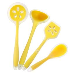 Dana Carrie Stylish silicone kitchenware white border Soup scoop colander scoop shovels shovels packaged, Yellow