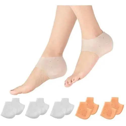 Madholly 5 Pairs Gel Heel Sleeves, Breathable Silicone Heel Socks Protectors to Repair Dry Cracked Heel and Reduce Pains of Plantar Fasciitis, Achilles Tendonitis Tendon, Heel Spurs, Sore Heel
