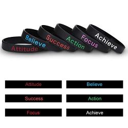 36 Pieces Inspirational Silicone Bracelets Motivational Rubber Wristbands Stretch Rubber Bracelets for Men and Women