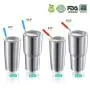 StrawExpert Set of 16 Reusable Stainless Steel Straws with Travel Case Cleaning Brush Silicone Tips Eco Friendly Extra Long Metal Straws Drinking for 20 24 30 oz Fit Yeti Tervis Rtic Tumbler